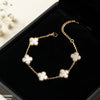 Four Side Leaf Stainless Steel Bracelet Adjustable