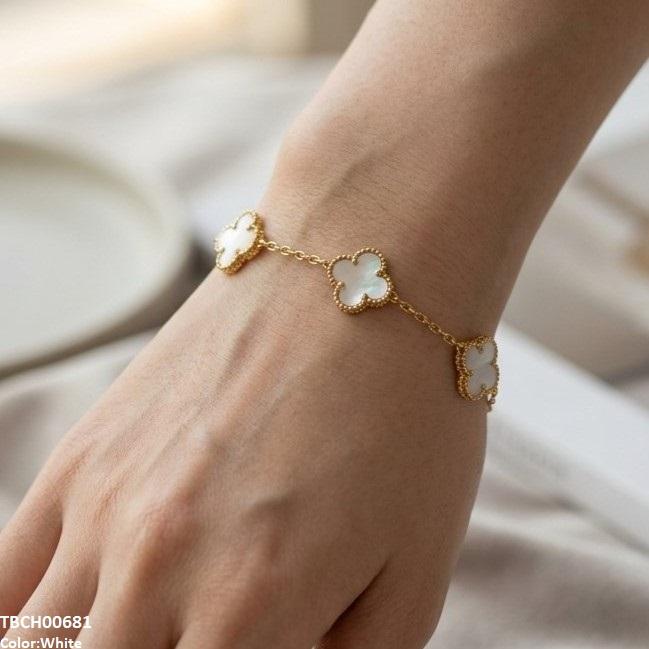 Four Side Leaf Stainless Steel Bracelet Adjustable