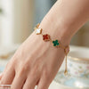 Multi Four Side Leaf Stainless Steel Bracelet Adjustable