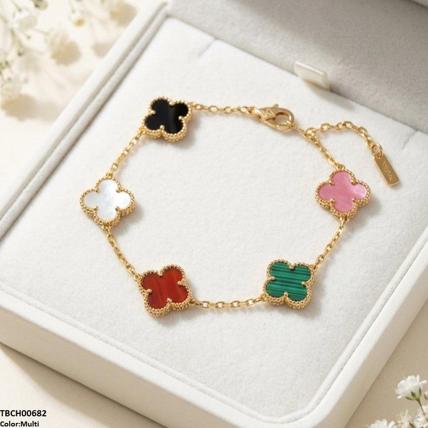 Multi Four Side Leaf Stainless Steel Bracelet Adjustable