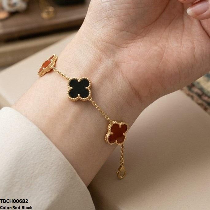Multi Four Side Leaf Stainless Steel Bracelet Adjustable