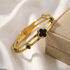 Stainless Steel Round Clover Braclet