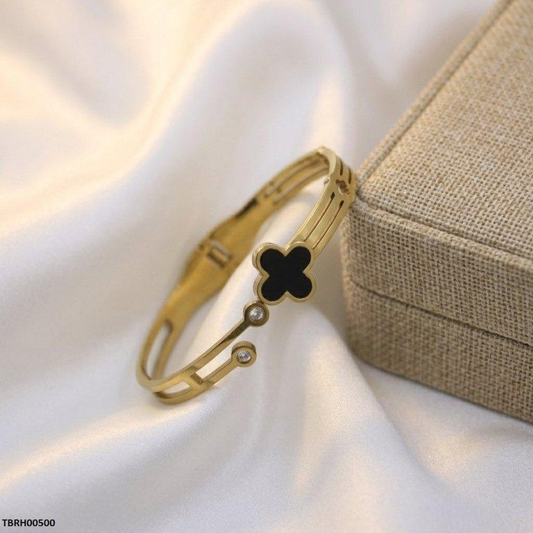 Stainless Steel Clover Stone Bracelet
