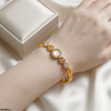 Round Stone Bracelet Stainless Steel Adjustable