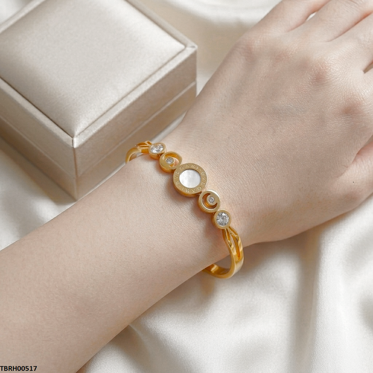 Round Stone Bracelet Stainless Steel Adjustable