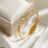 Round Stone Bracelet Stainless Steel Adjustable