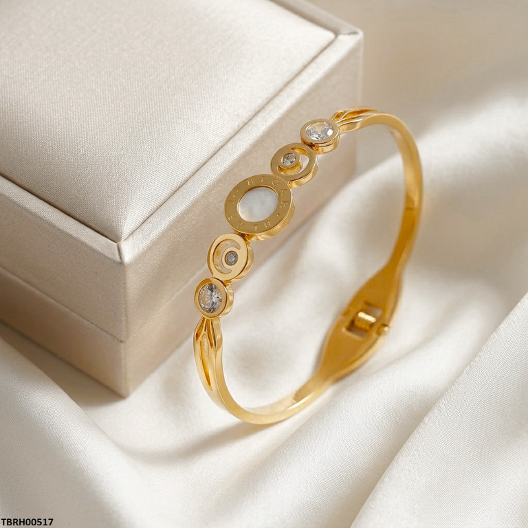 Round Stone Bracelet Stainless Steel Adjustable