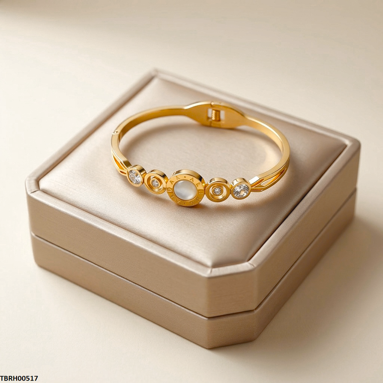 Round Stone Bracelet Stainless Steel Adjustable