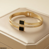 Round Rectangle Stone Stainless Steel Bracelet Adjustable