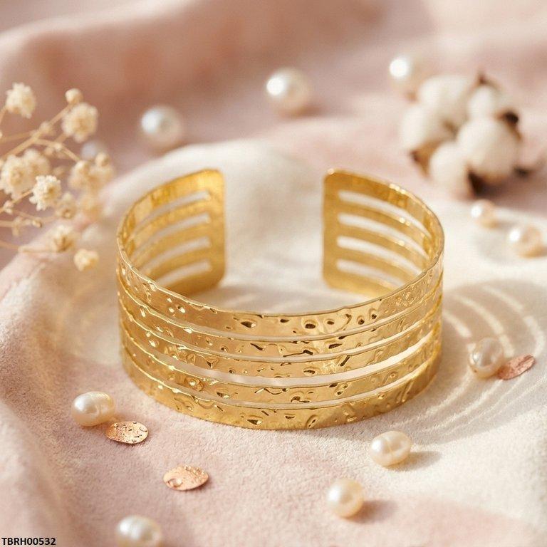 Textured Cuff Stainless Steel Bracelet Adjustable