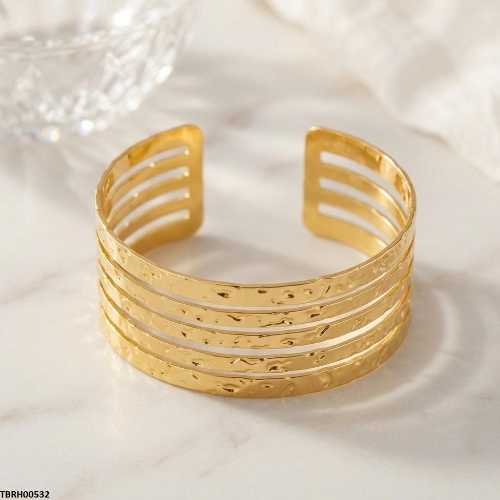 Textured Cuff Stainless Steel Bracelet Adjustable