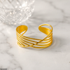 Cross Line Stainless Steel Cuff Bracelet Adjustable