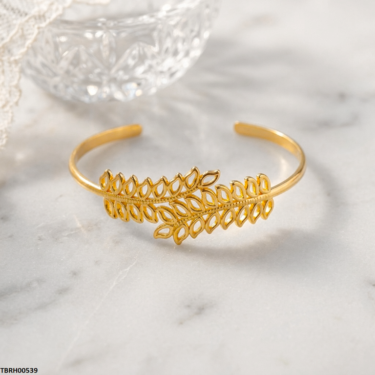 Double Leaf Cuff Stainless Steel Bracelet Adjustable