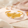 Double Leaf Cuff Stainless Steel Bracelet Adjustable