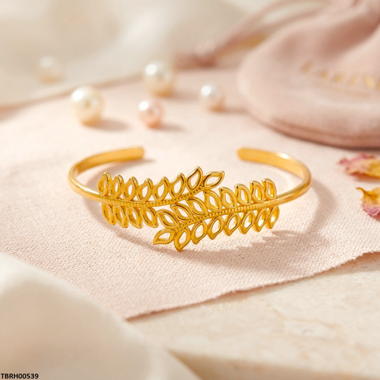 Double Leaf Cuff Stainless Steel Bracelet Adjustable