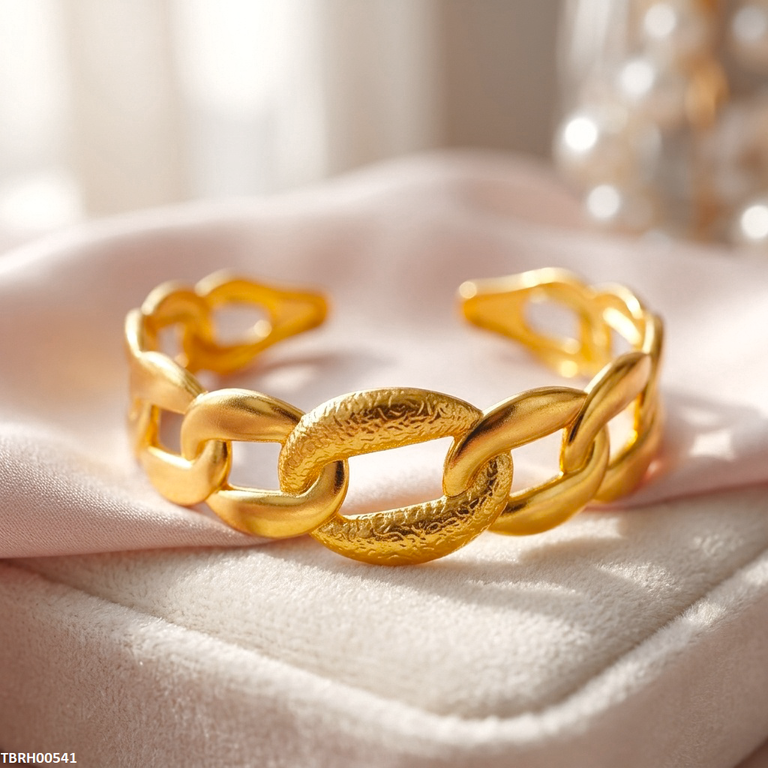 Oval Chain Link Cuff Stainless Steel Bracelet Adjustable