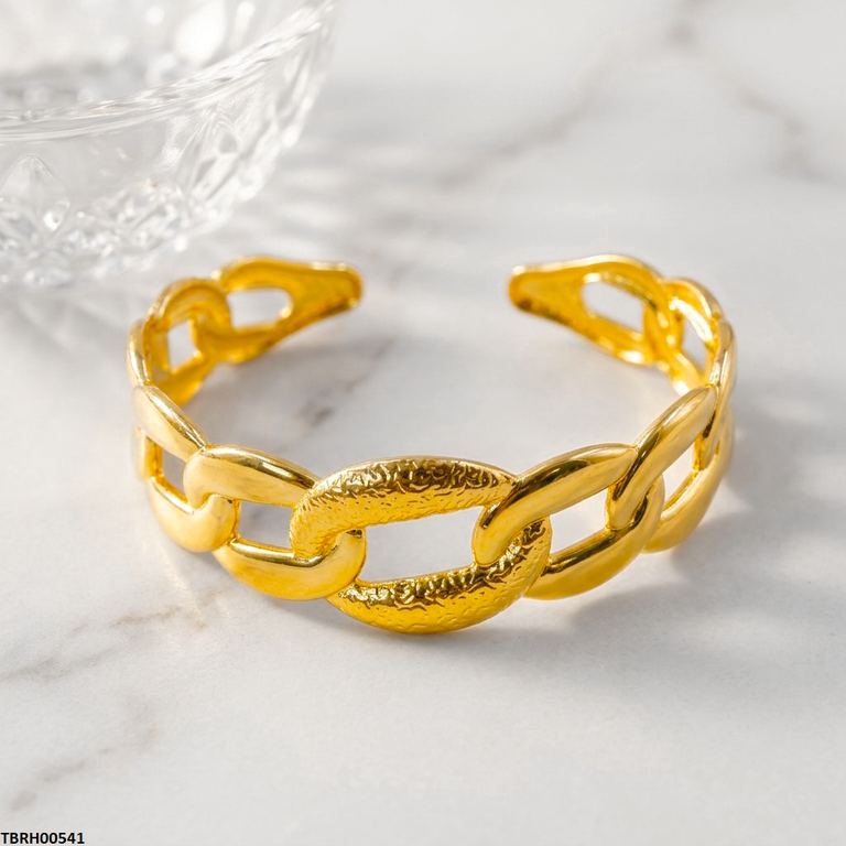Oval Chain Link Cuff Stainless Steel Bracelet Adjustable