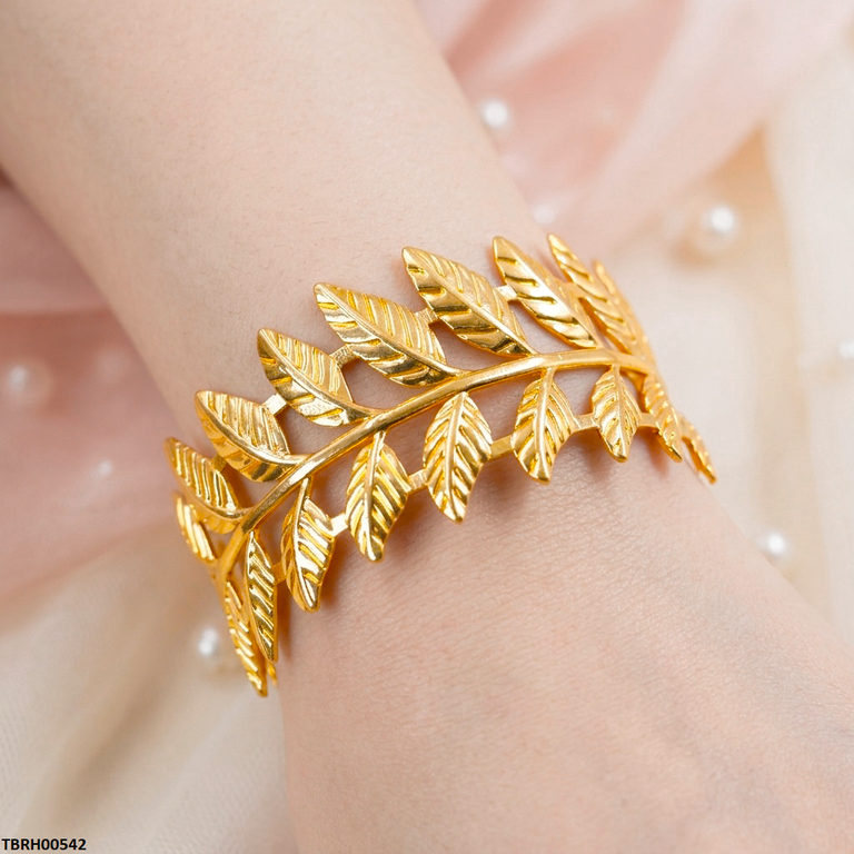 Double Leaf Cuff Stainless Steel Bracelet Adjustable