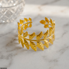 Double Leaf Cuff Stainless Steel Bracelet Adjustable