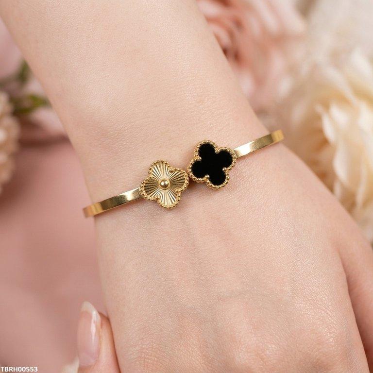 Double Clover Stainless Steel Bracelet Adjustable
