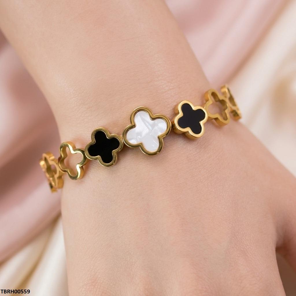 Round Clover Stainless Steel Bracelet Adjustable