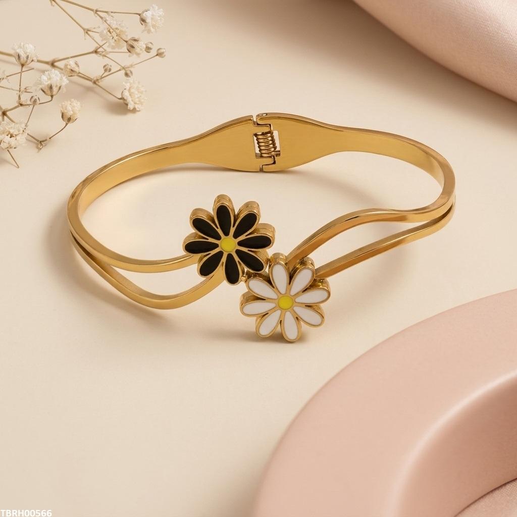 Double Flower Stainless Steel Bracelet Adjustable