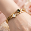 Clover Leaf Stainless Steel Bracelet Adjustable