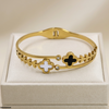 Clover Leaf Stainless Steel Bracelet Adjustable