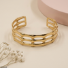 Multi Layer Link Stainless Steel Cuff Bracelet Adjustable