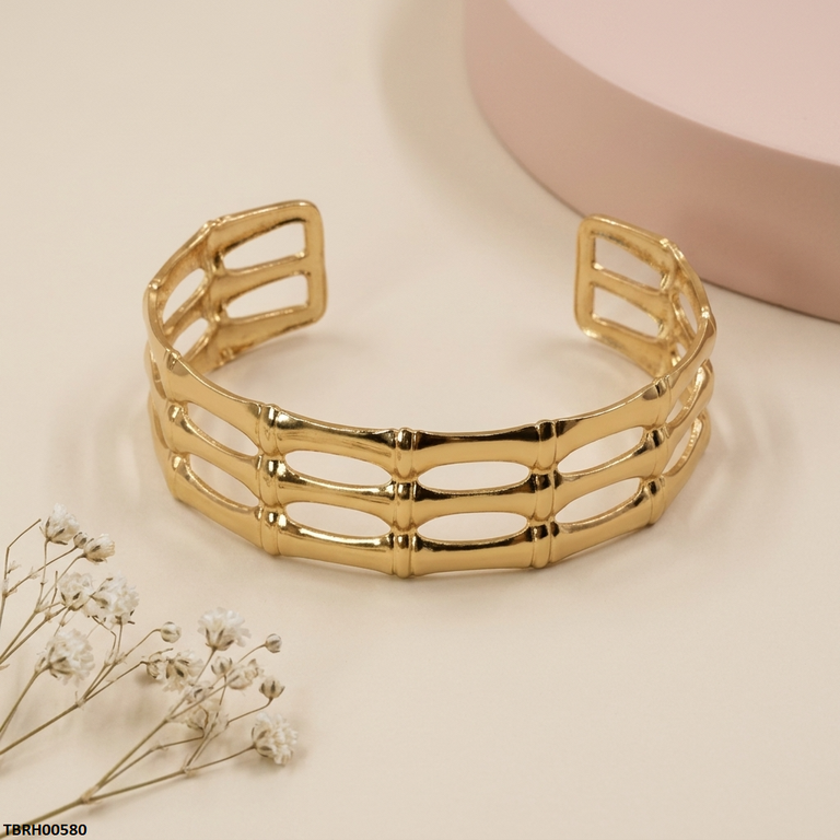 Multi Layer Link Stainless Steel Cuff Bracelet Adjustable