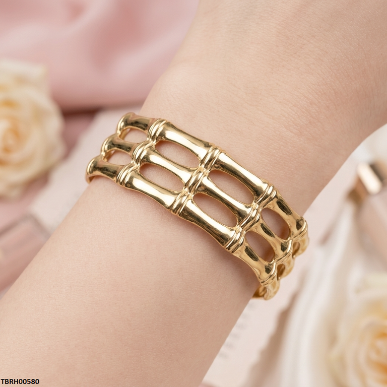 Multi Layer Link Stainless Steel Cuff Bracelet Adjustable