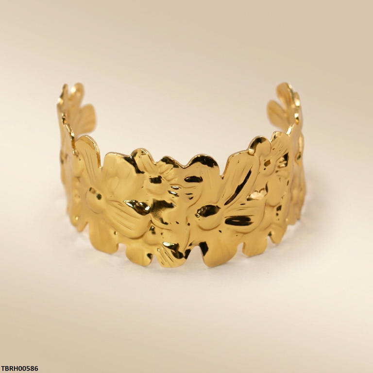 Flower Stainless Steel Cuff Bracelet Adjustable