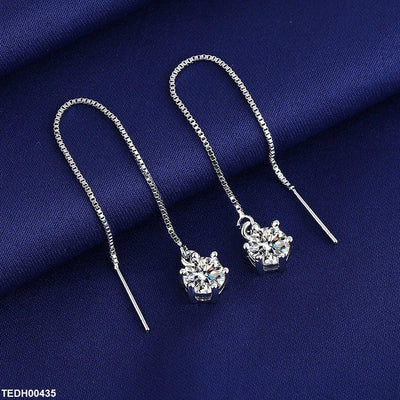 Round Stone Drop Earrings