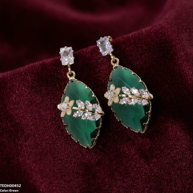 Marquise/Leaf Zircon Flower Earrings