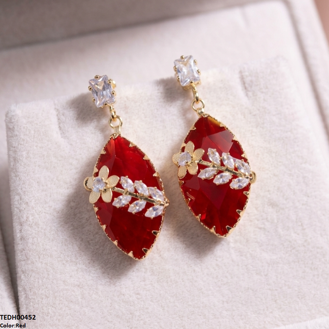 Marquise/Leaf Zircon Flower Earrings