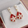 Tear/Flower Zircon Earrings