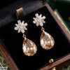 Flower/Tear Drop Zircon Earrings