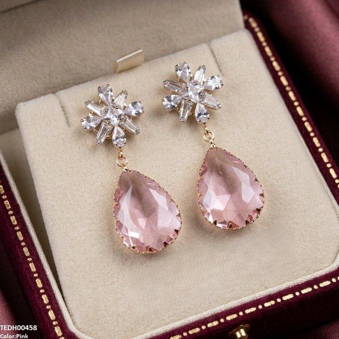 Flower/Tear Drop Zircon Earrings