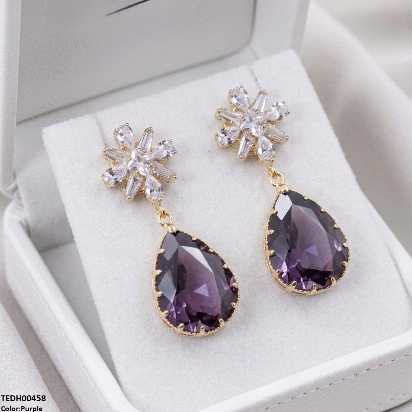 Flower/Tear Drop Zircon Earrings