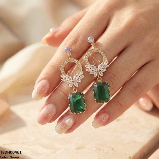 Butterfly/Rectangle Drop Zircon Earrings