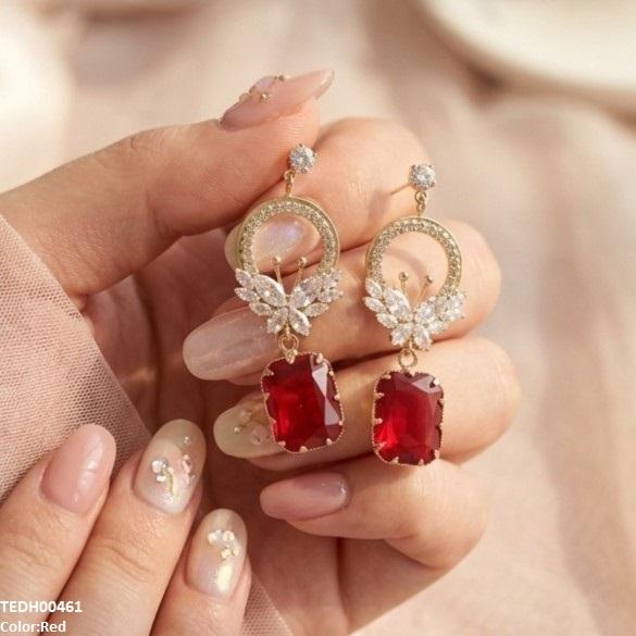 Butterfly/Rectangle Drop Zircon Earrings