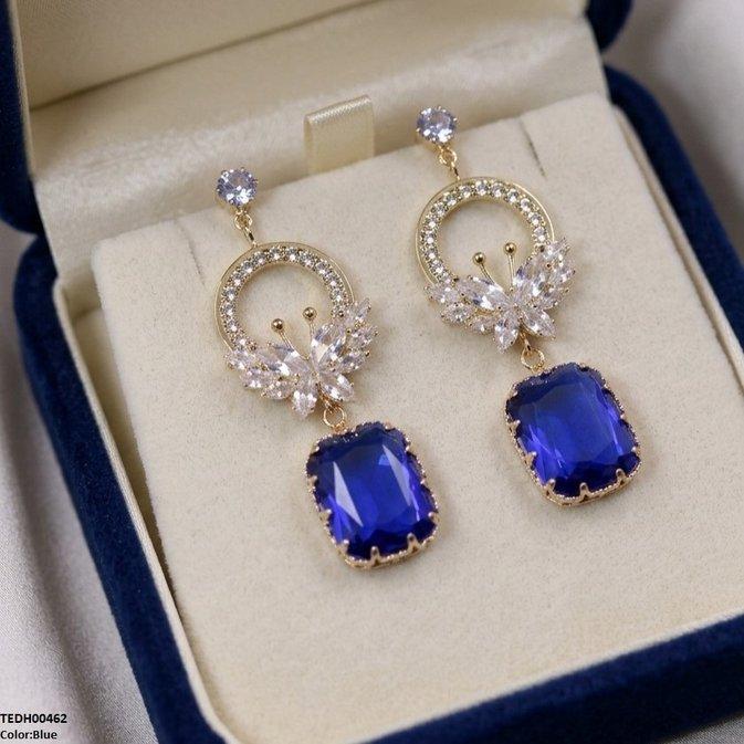 Butterfly/Rectangle Drop Zircon Earrings