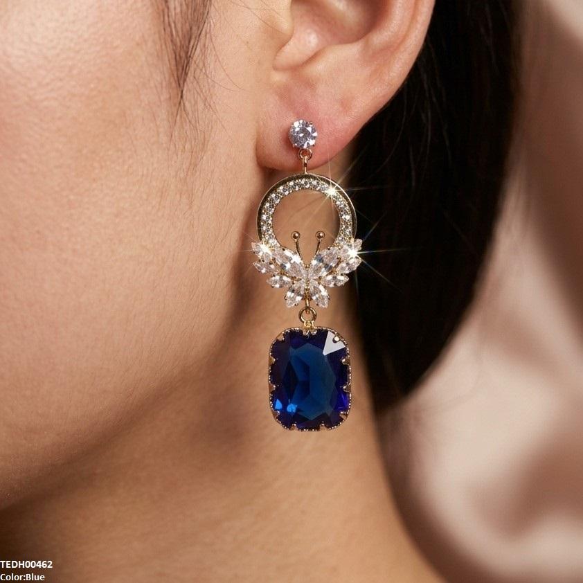 Butterfly/Rectangle Drop Zircon Earrings