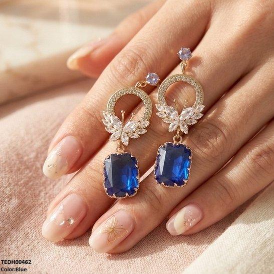 Butterfly/Rectangle Drop Zircon Earrings