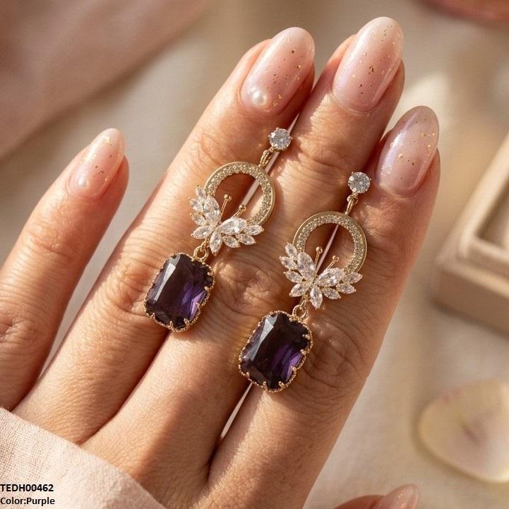 Butterfly/Rectangle Drop Zircon Earrings