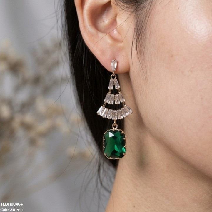 Rectangle Drop Zircon Earrings