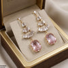 Rectangle Drop Zircon Earrings