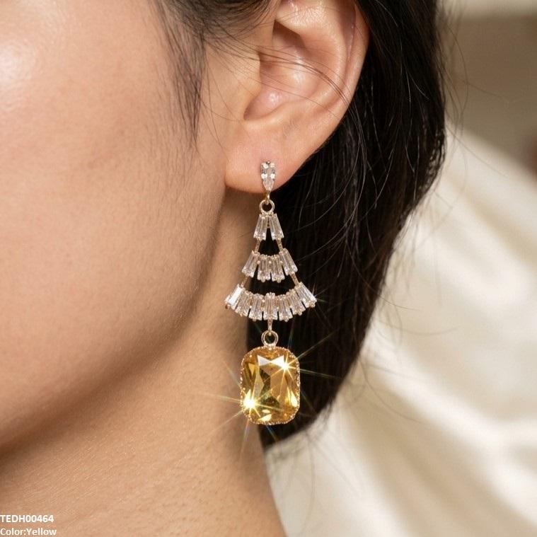 Rectangle Drop Zircon Earrings