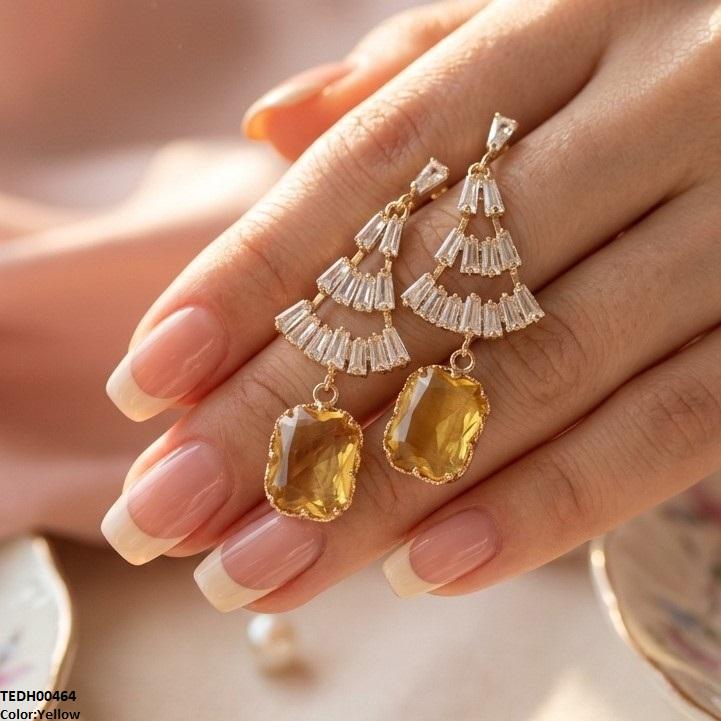 Rectangle Drop Zircon Earrings