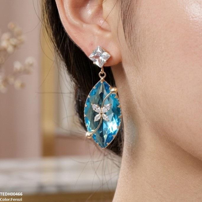 Square/Marquise Drop Zircon Earrings